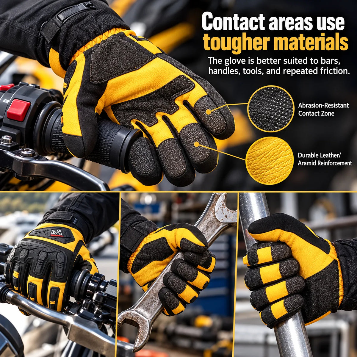 Contact areas use tougher materials