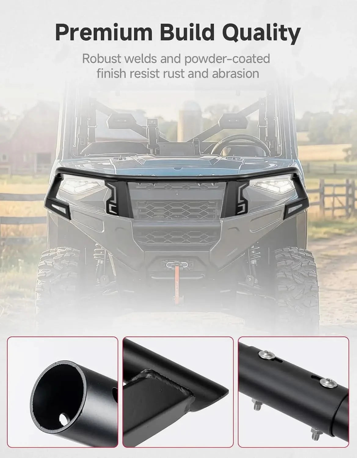 Front Upper Bumper Brush Guard, Rigid Steel for Polaris Ranger XP 1000 2025-2026
