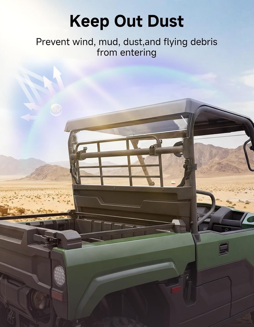 UTV Rear Windshield For Kawasaki Mule PRO-MX