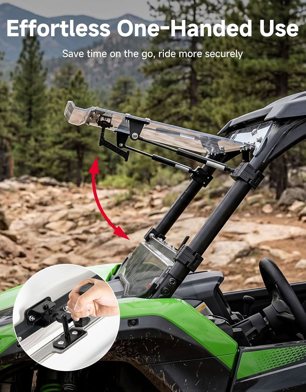 3-in-1 UTV Flip Windshield For Kawasaki Teryx KRX - Kemimoto