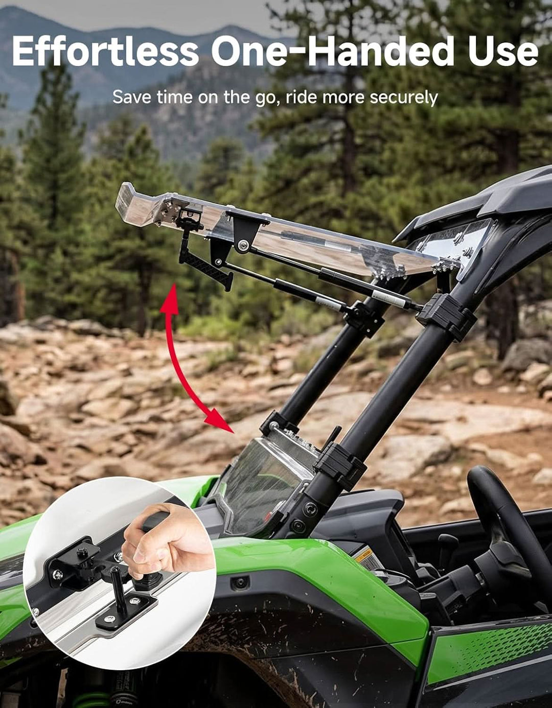 3-in-1 UTV Flip Windshield For Kawasaki Teryx KRX - Kemimoto