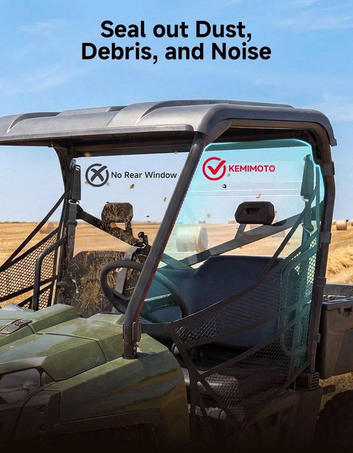 Rear Windshield, Hard-Coated Scratch-Resistant for Polaris Ranger 570 Full Size / 800 / 800 XP / Crew 2012-2025