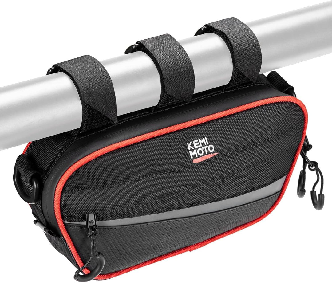 UTV Roll Cage Storage Bag for UTV, ATV, Golf Cart, Bike, 11" x 5", Black & Red - Kemimoto