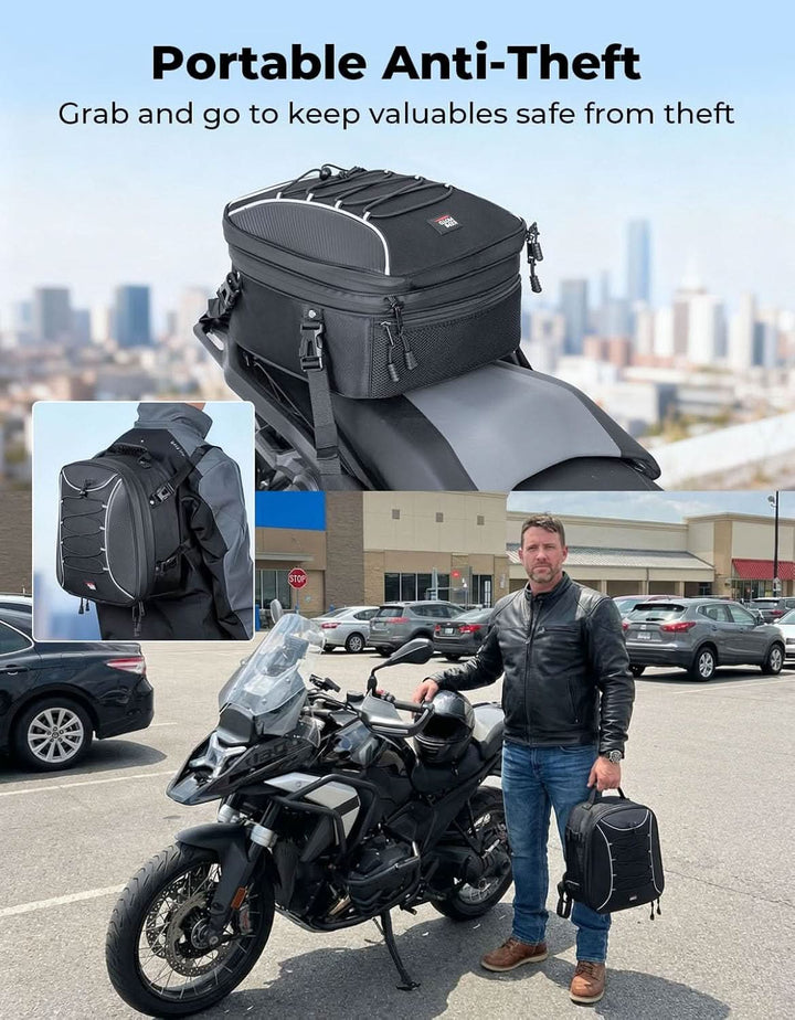 22L-34L Expandable Tail Bag For Motorcycle - Kemimoto