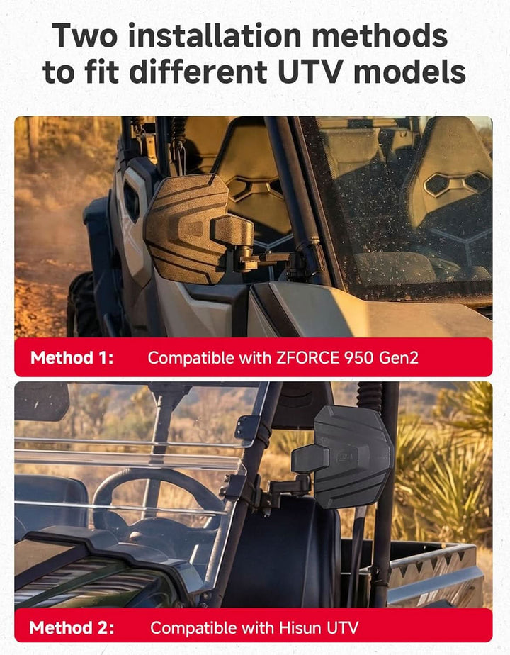 UTV Side Mirrors Larger View For Polaris|CFMOTO|Hisun - Kemimoto