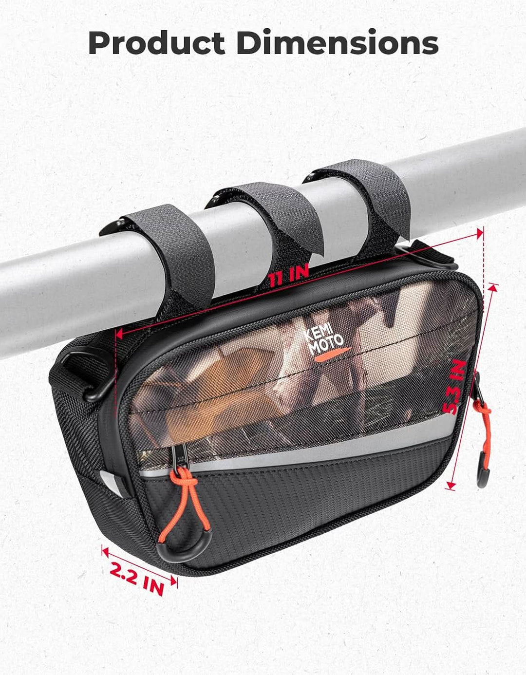 UTV Roll Cage Storage Bag for UTV, ATV, Golf Cart, Bike, 11" x 5", Camo - Kemimoto