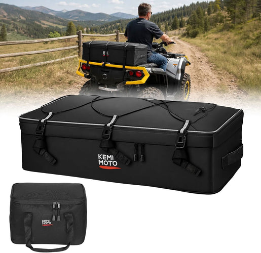 73L ATV Storage Bag with Cooler & Rain Cover, Water-Resistant Cargo Bag for Front/Rear Rack