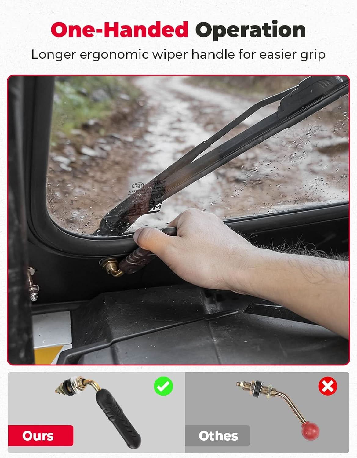 UTV Vented Front Glass Windshield with 2 Manual Wipers, Scratch-Resistant for Polaris RZR XP 1000 / XP S 1000 / XP 4 1000 2024-2026