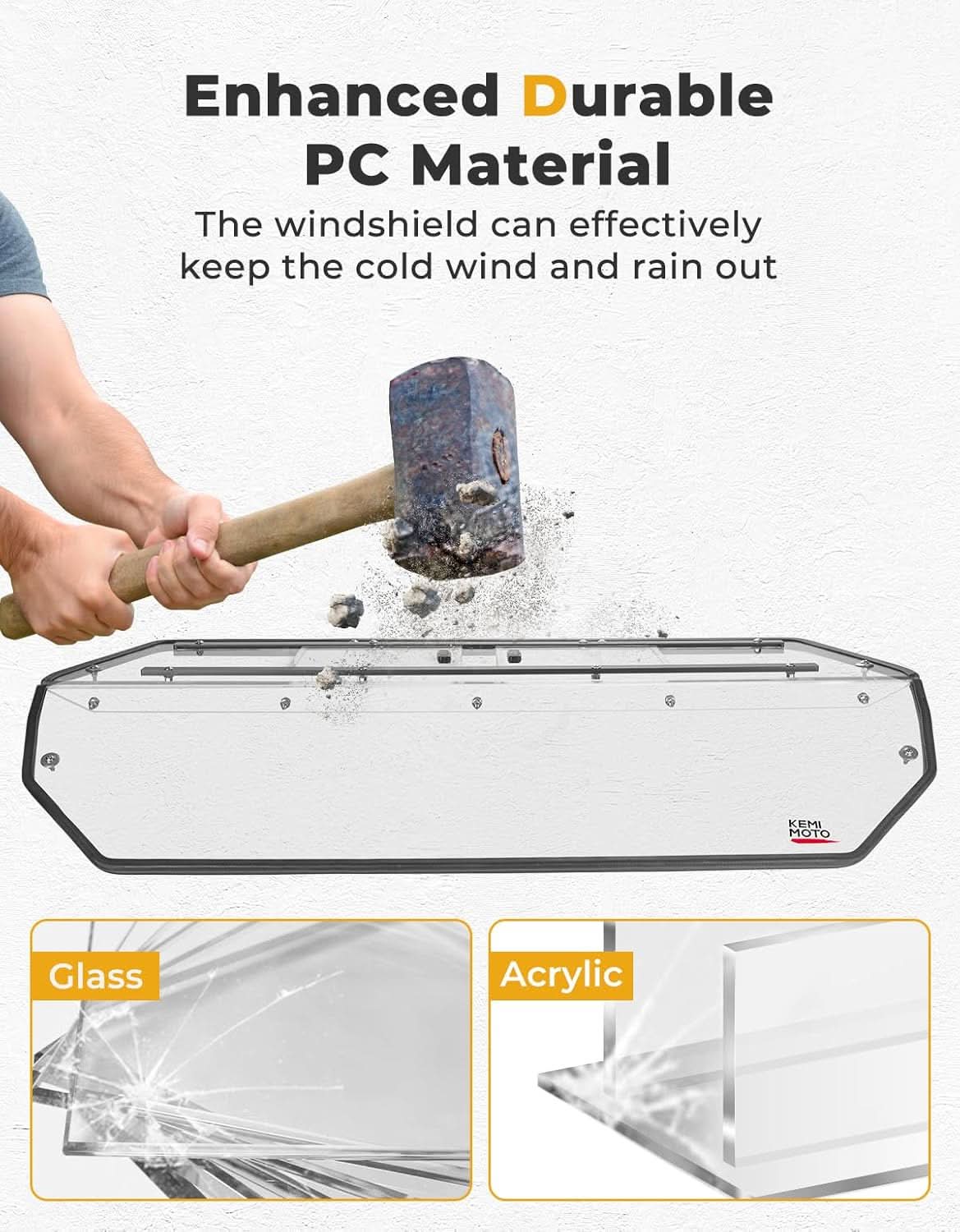 Full Rear Windshield with Sliding Window for Polaris RZR 570/Trail 570/800/900 - Kemimoto