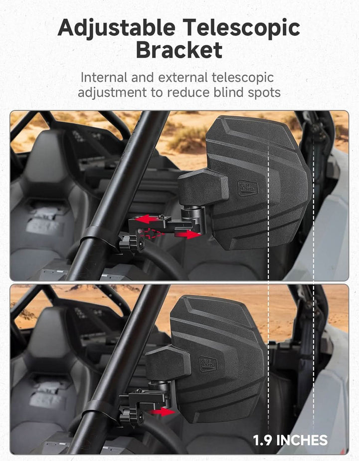 3 in 1 Large Side Mirrors Fit in 1.65-2" Roll-Bar For RZR|X3|Pioneer|Uforce - Kemimoto