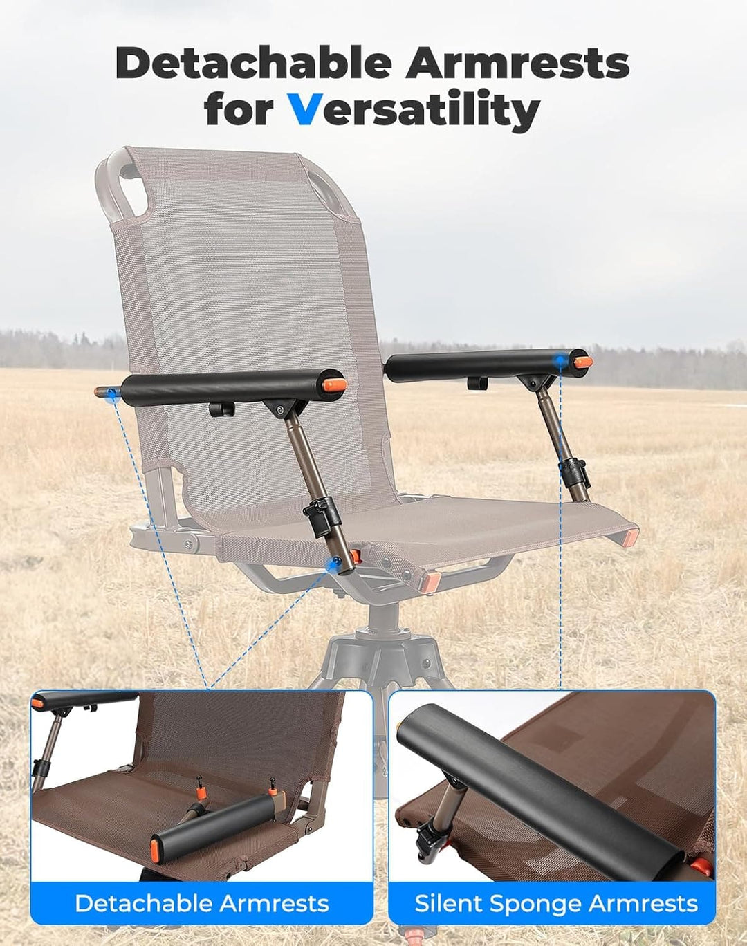 Hunting Chair 360 Degree Silent Swivel Folding Chair - Kemimoto