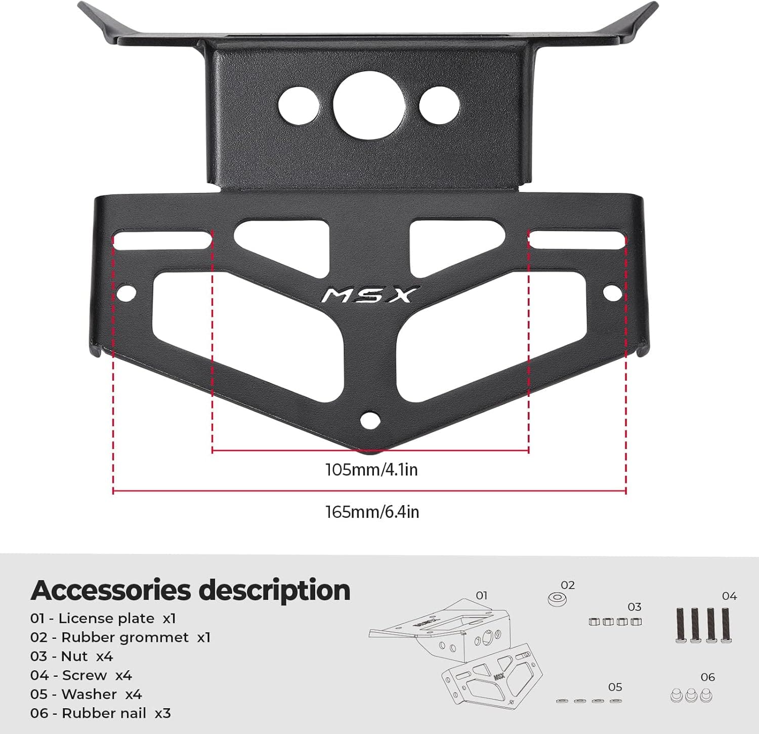 License Plate Bracket for Grom MSX125 2020-2017 - Kemimoto