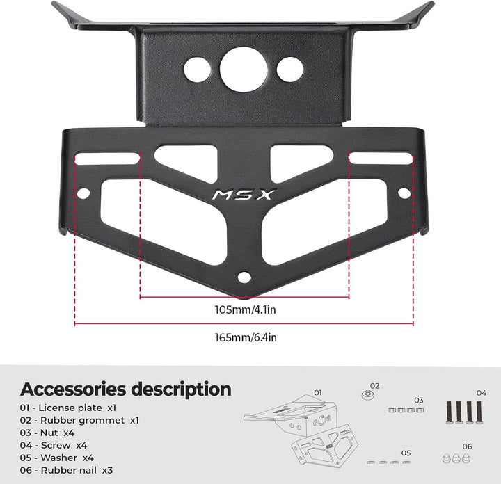 License Plate Bracket for Grom MSX125 2020-2017 - Kemimoto
