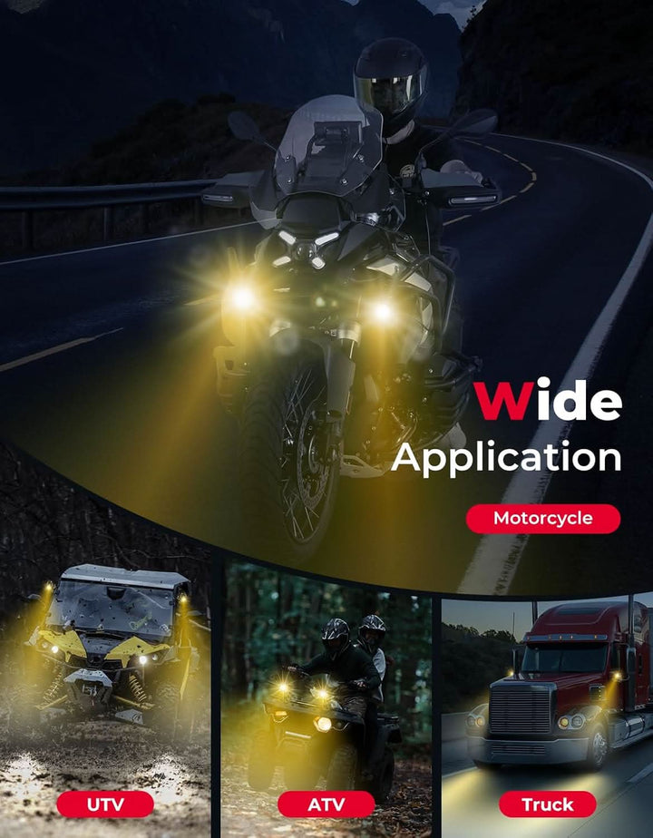 Motorcycle LED Auxiliary Spotlight 60W Dual-Color IP67