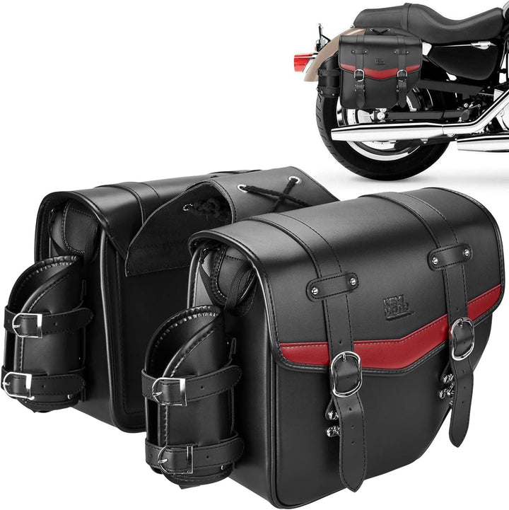 Leather Motorcycle Saddle bags for Softail Dyna Road King Universal - Kemimoto