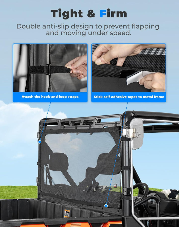 UTV Sunshade Soft Rear Window Net for Polaris Ranger 1000 XP/CREW 2017-2025 - Kemimoto