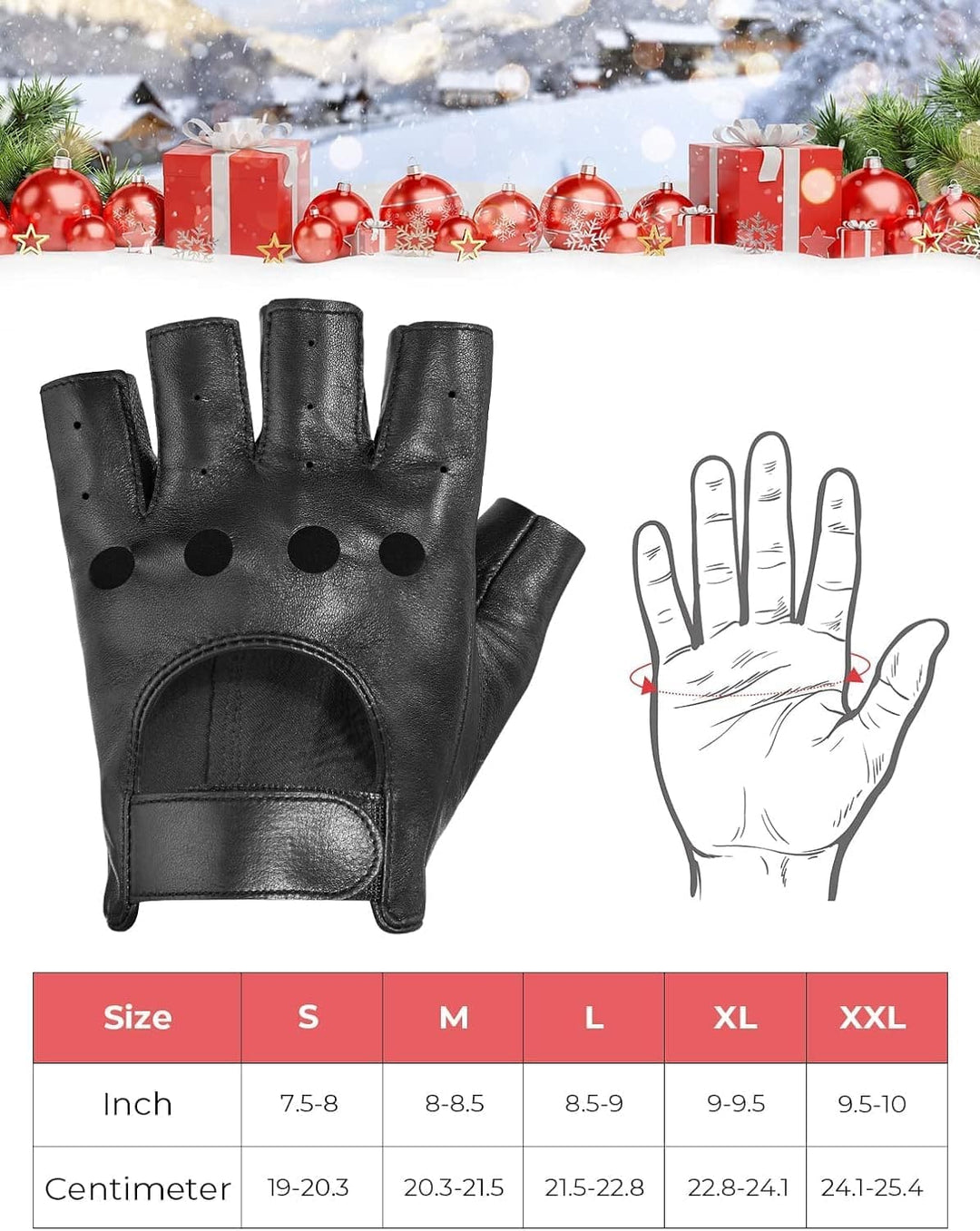 Motorcycle Fingerless Gloves, Black - Kemimoto