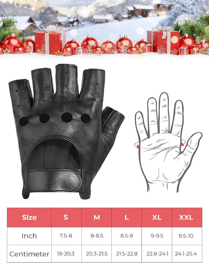 Motorcycle Fingerless Gloves, Black - Kemimoto