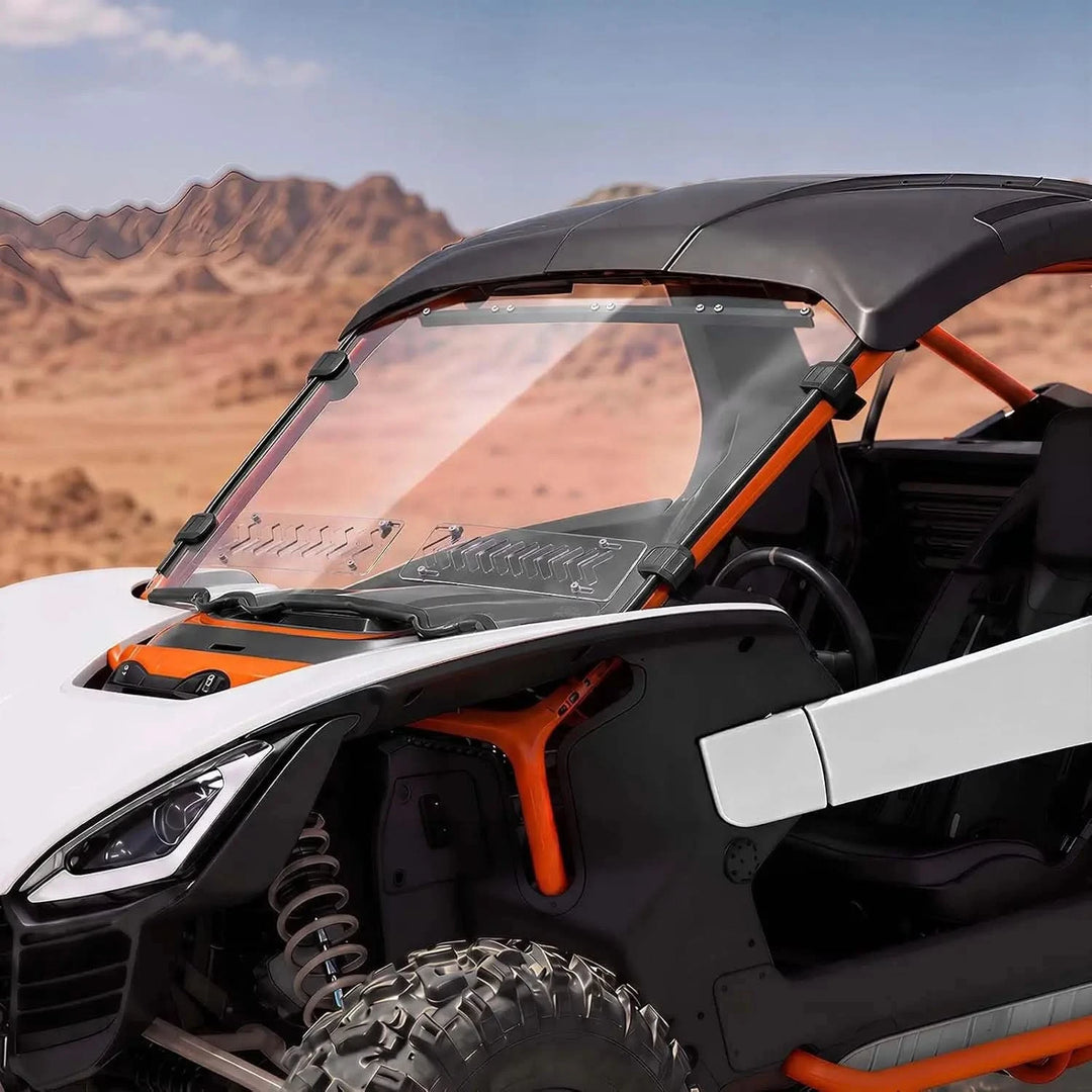 UTV 2 in 1 Vent Windshield, Ultra-Clear Shatter-Resistant for Segway Villain 2024+
