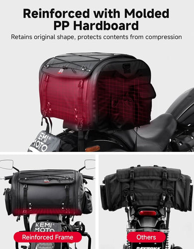 60–80L Expandable Tail Bag For Motorcycle Travel - Kemimoto