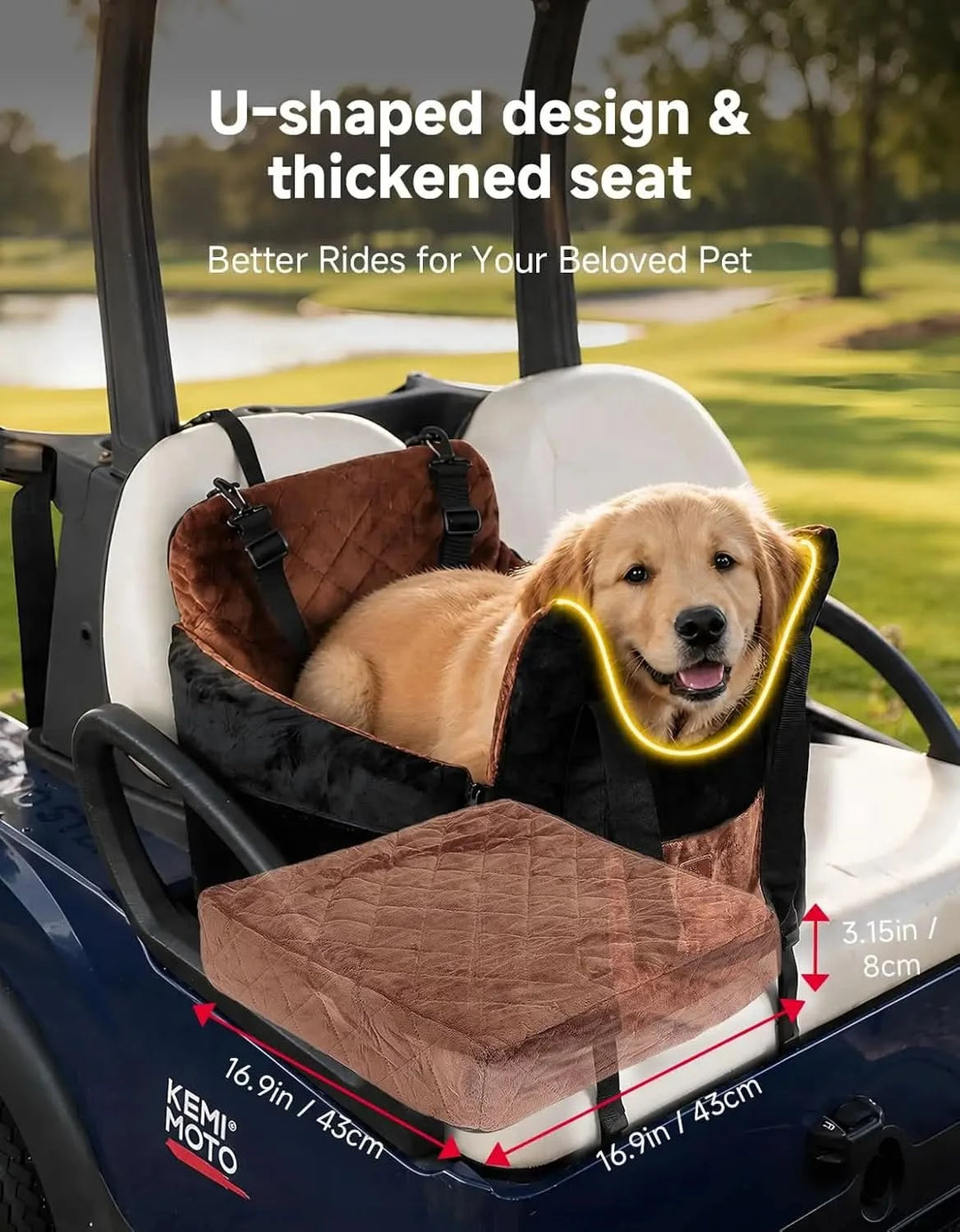Golf Cart Dog Seat with Washable Cover for Small and Medium Pets