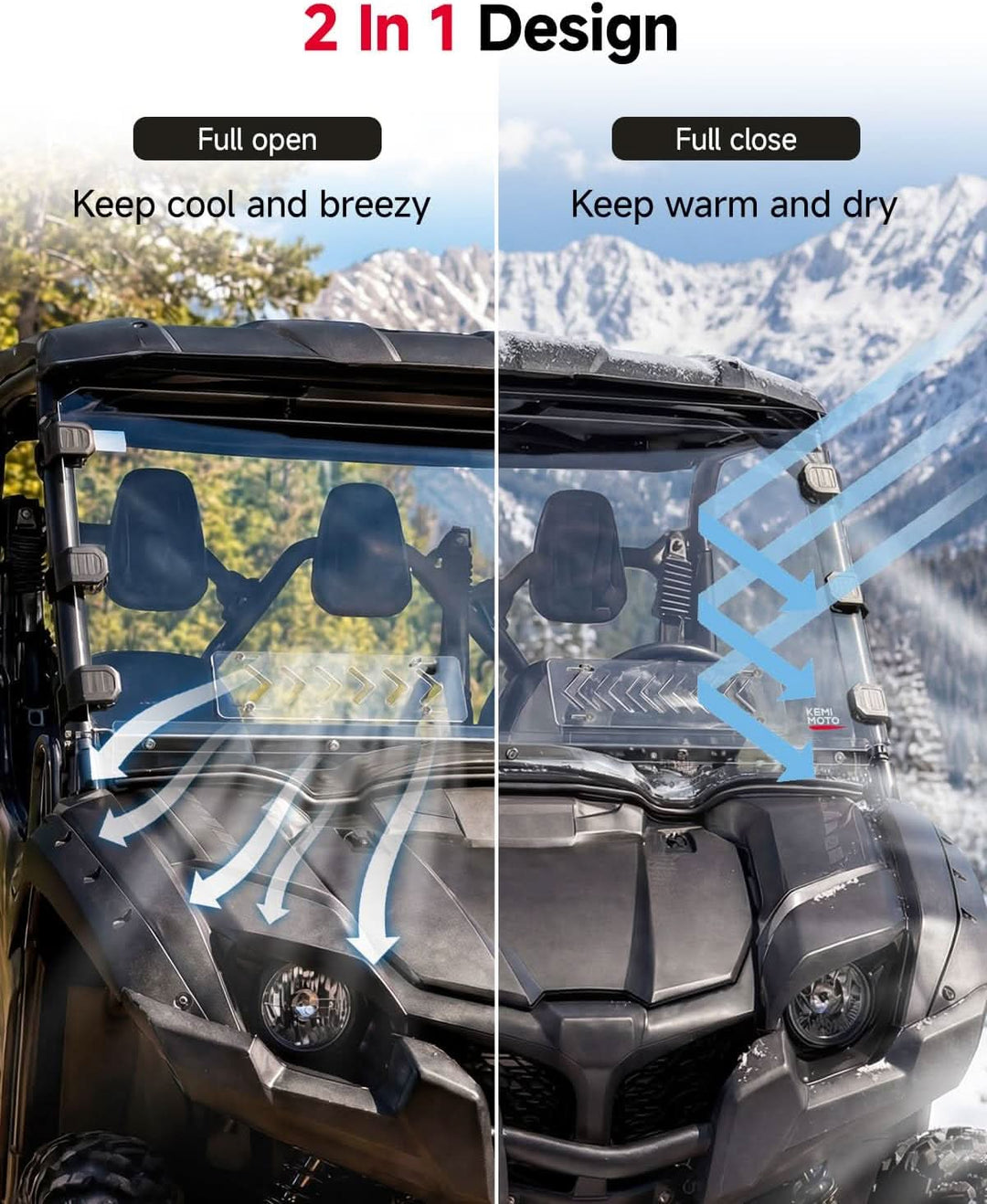 Sliding Vented Windshield For Yamaha Viking/Viking VI - Kemimoto