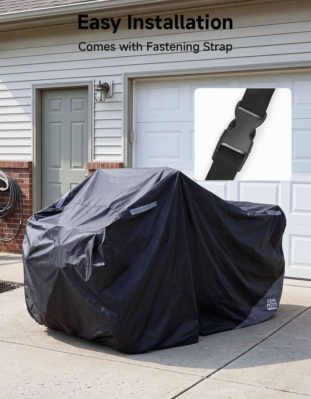 Universal ATV Cover for 4 Wheeler, Quad Cover for Can-Am Outlander 850/650, Polaris Sportsman 570/1000, CFMOTO, Kawasaki (96"x49"x47") - Kemimoto