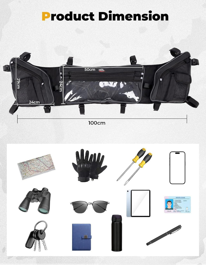 UTV Roof Bag 1680D Overhead Storage for 2024-2025 Polaris RZR XP 1000/ 4 - Kemimoto