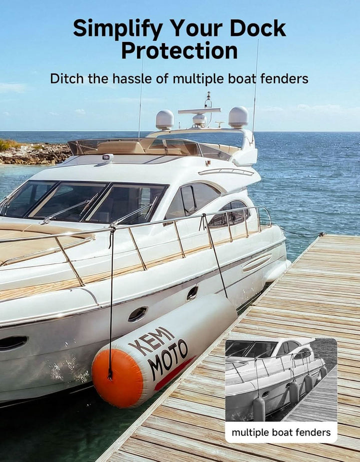 10FT Heavy Duty Boat Bumper for Docking Inflatable Fender for Pontoon, Fishing Boats, Yachts - Kemimoto
