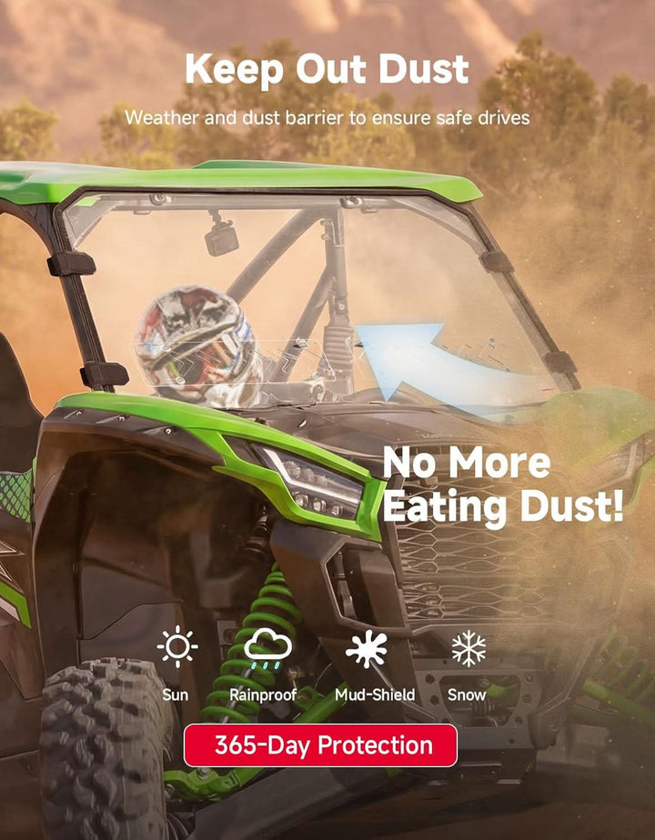 Vented Front Windshield For Kawasaki Teryx KRX 1000 - Kemimoto