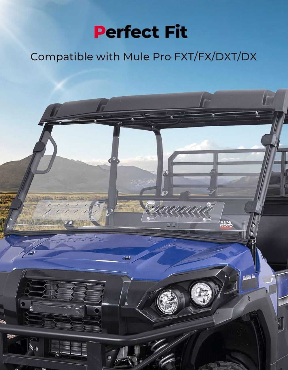 PC Vented Windshield for Kawasaki Mule Pro - Kemimoto