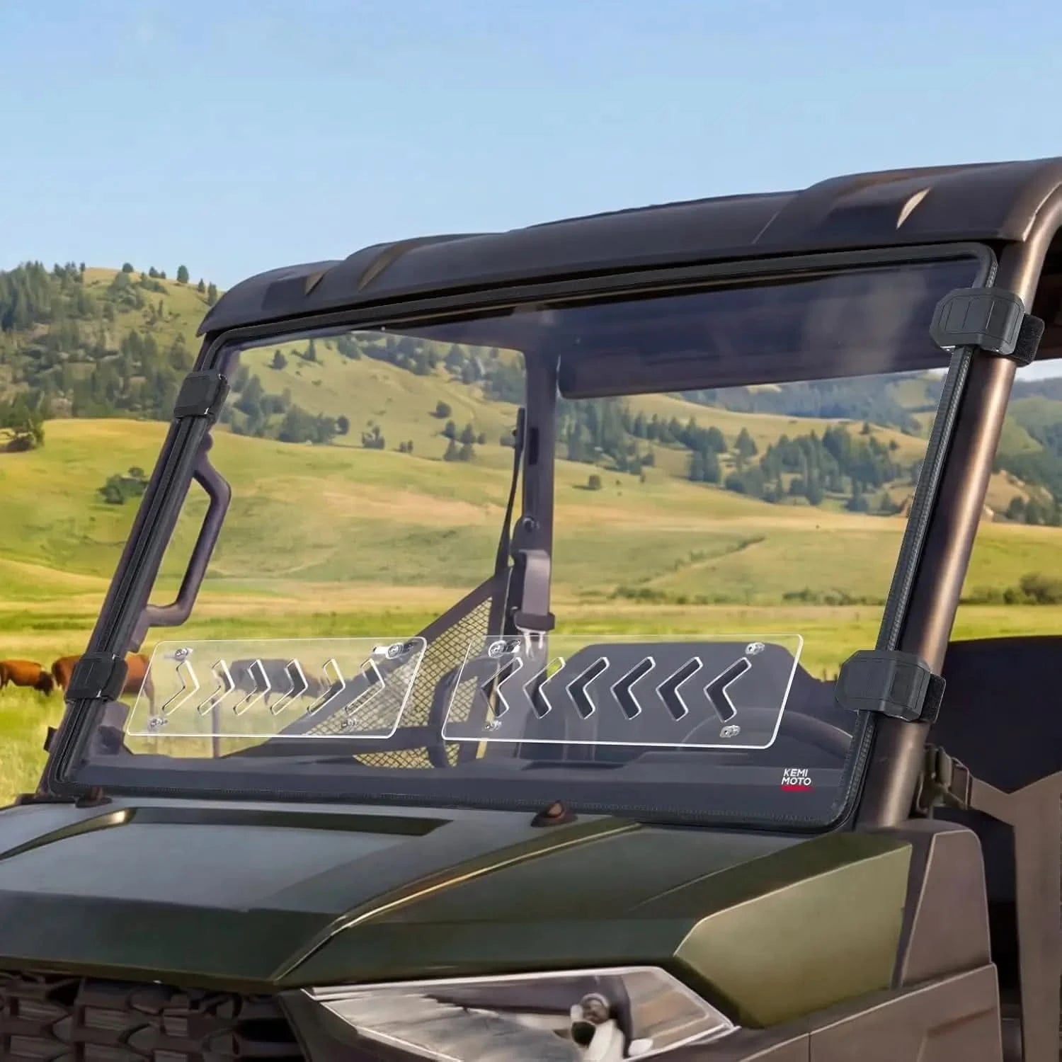 UTV Front Vented Windshield, Scratch-Resistant Anti-UV for Polaris Ranger Midsize SP 570 / Crew 2022-2026