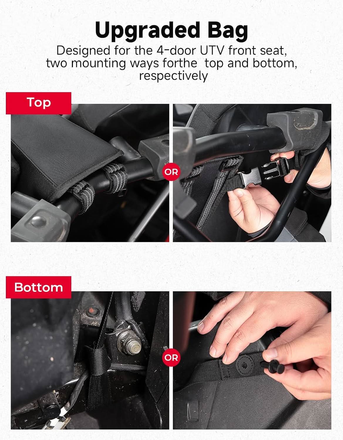 UTV 10L Center Seat Storage Bag for Polaris RZR XP 4 1000 ZForce 950 KRX 1000 Teryx 4 Mule, 4-Seater - Kemimoto