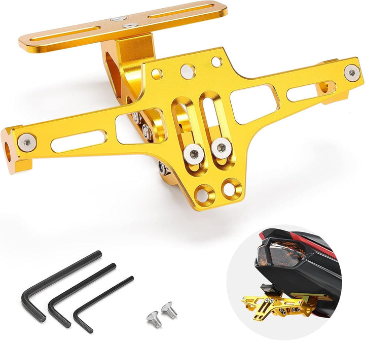 Motorcycle License Plate Universal Gold - Kemimoto