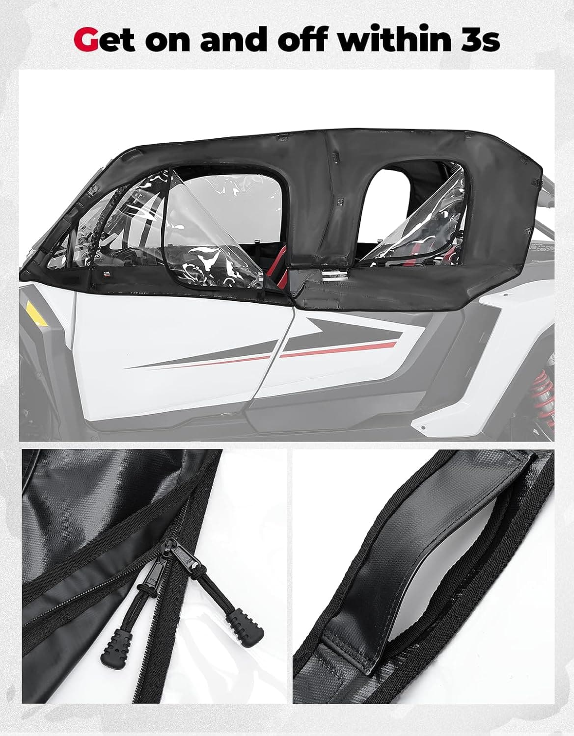 Soft Cab Enclosure Upper Doors for Polaris RZR XP 4 1000 2024-2025 - Kemimoto