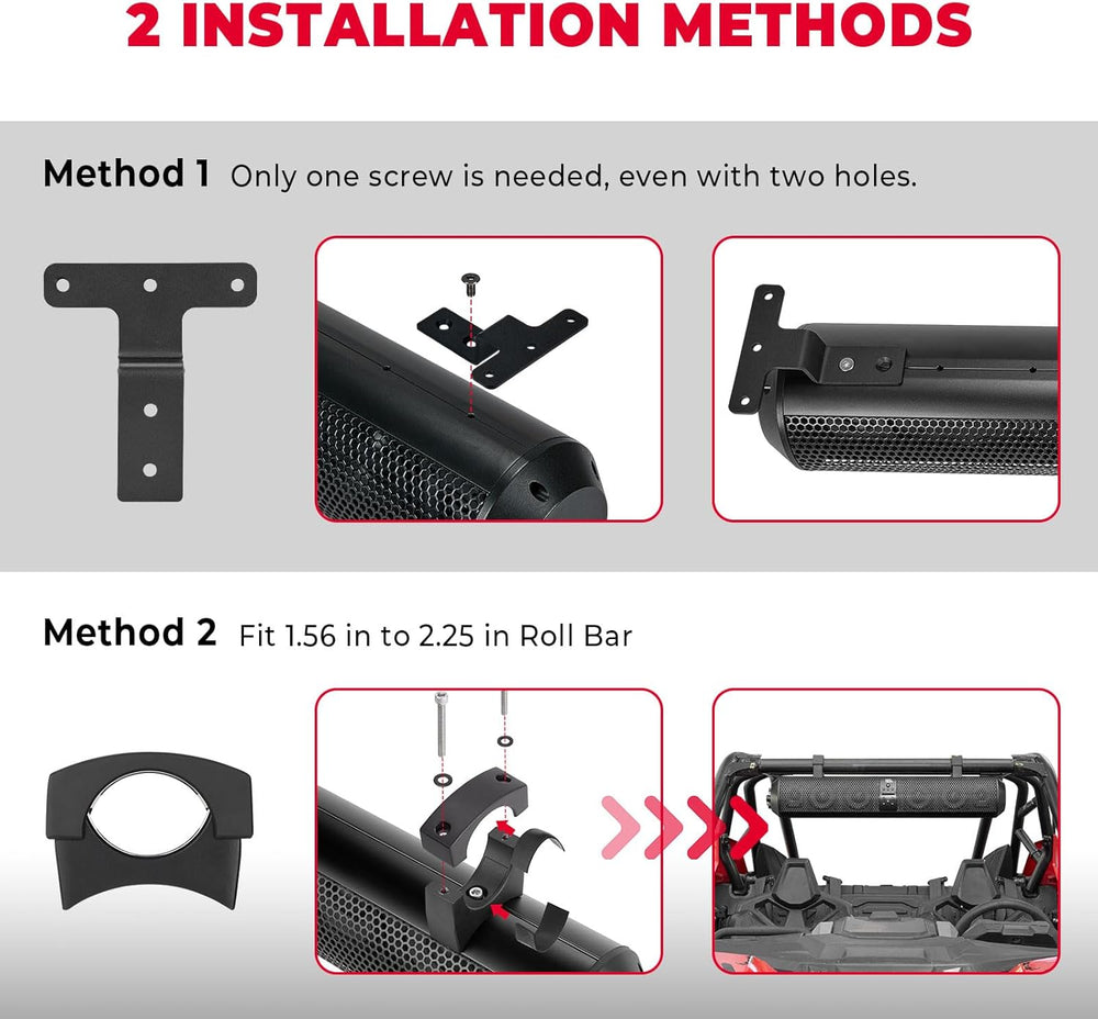 SxS UTV Sound Bar System Bluetooth Speaker 500W 28" Outdoor Marine Soundbars - Kemimoto