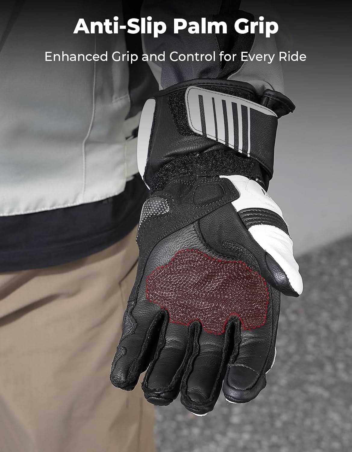Leather Motorcycle Gloves for Men with Touchscreen