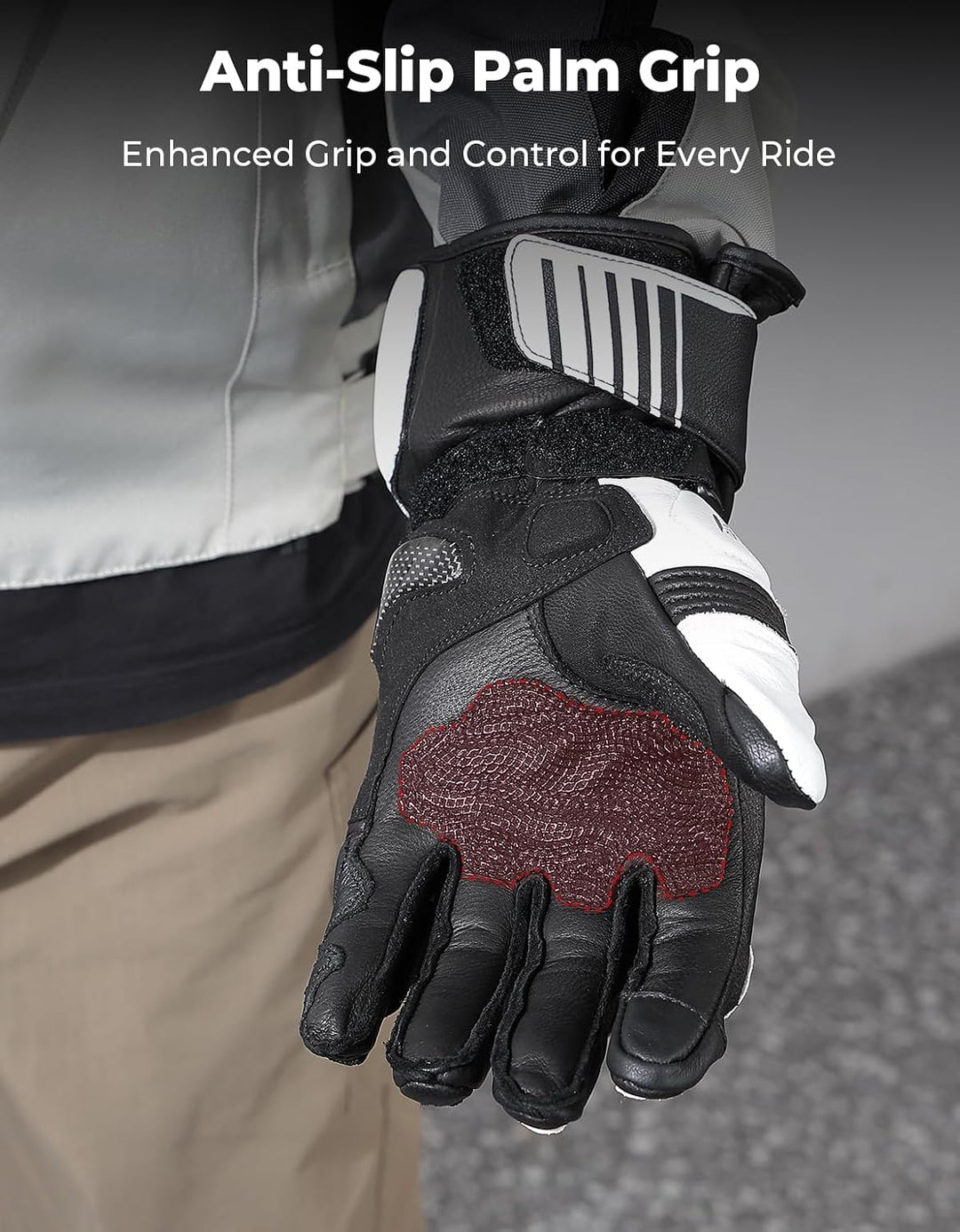 Leather Motorcycle Gloves for Men with Touchscreen