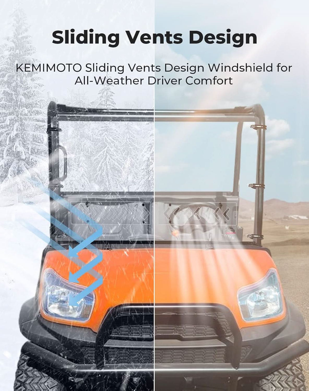 Front Windshield with Vent For Kubota RTV X900/ X1120 - Kemimoto