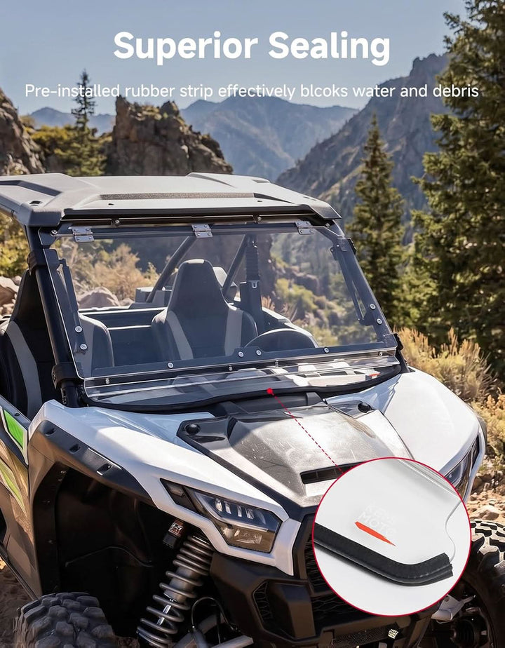 3-in-1 UTV Flip Windshield For Kawasaki Teryx KRX - Kemimoto