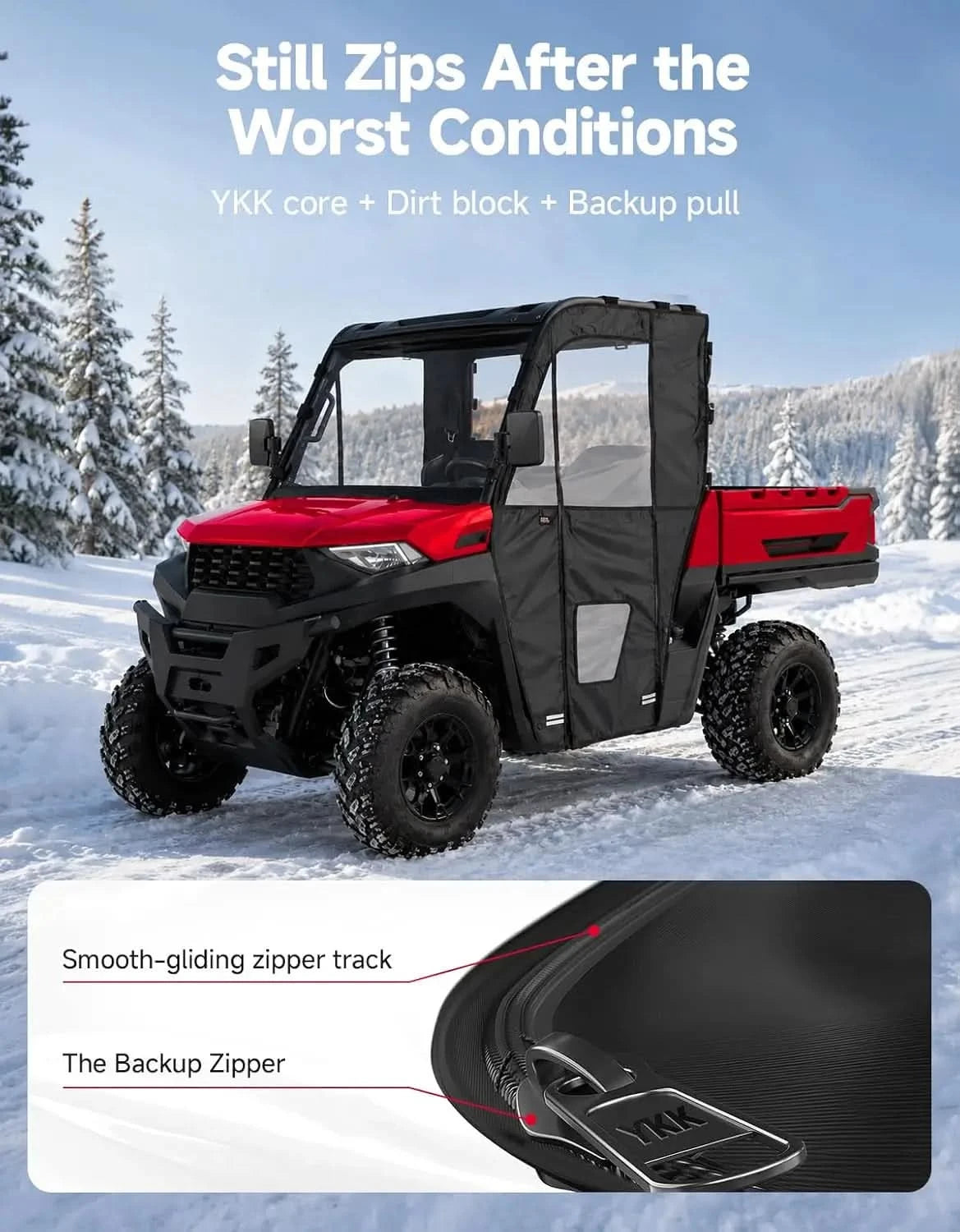 UTV Soft Cab Enclosure Doors with YKK Zipper for Polaris Ranger 570 Full Size / 800 XP