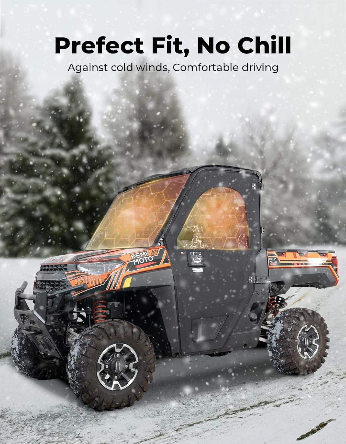 Upper Doors with Steel Frame for Polaris Ranger 1000/ XP 1000 2020-2025 - Kemimoto