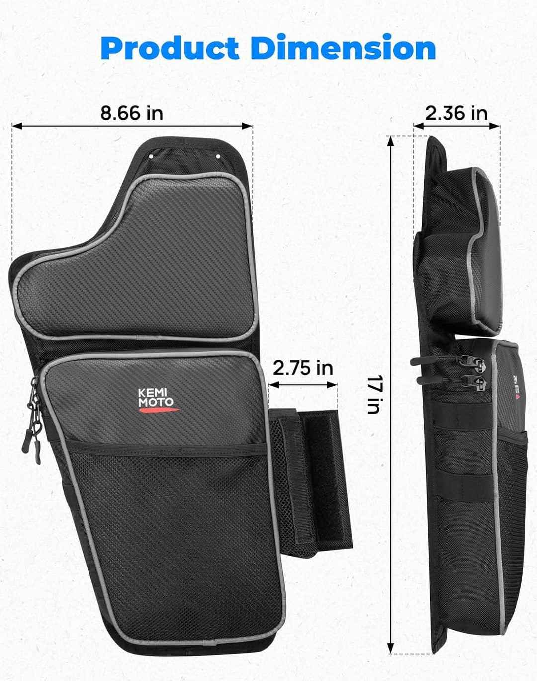 Front Lower Door Bags with Knee for Polaris General 1000/4 2016-2024, 2PCS - Kemimoto