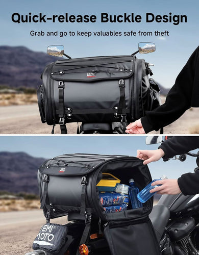 60–80L Expandable Tail Bag For Motorcycle Travel - Kemimoto