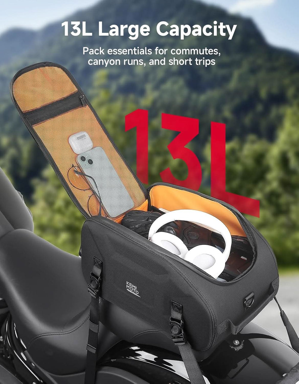 13L Waterproof Tail Bag For Motorcycle - Kemimoto