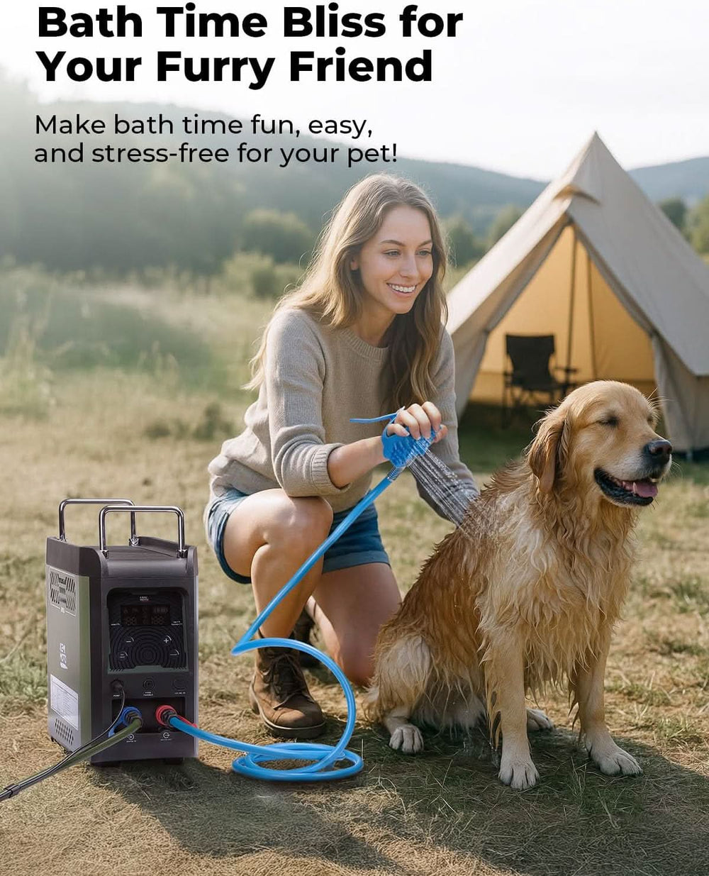 Portable Propane Hot Water Heater with Pump, 20,000 BTU - Kemimoto