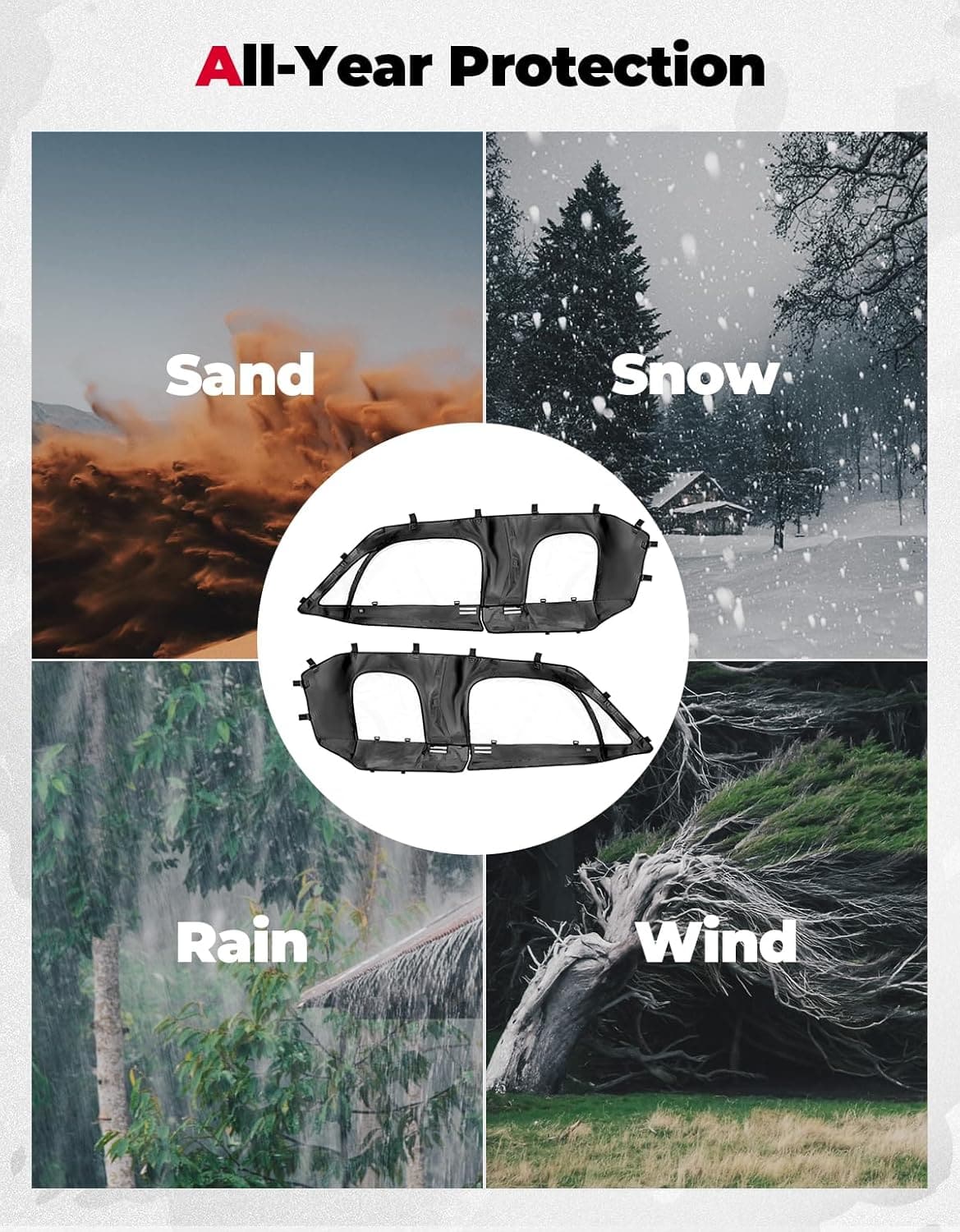 Soft Cab Enclosure Upper Doors for Polaris RZR XP 4 1000 2024-2025 - Kemimoto