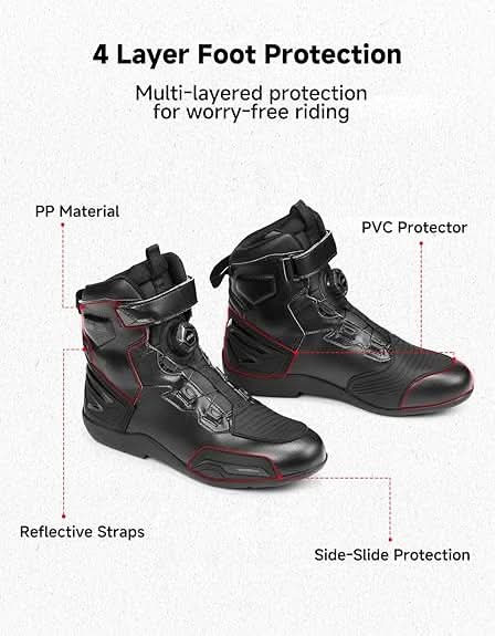 Men's Motorcycle Boots with Quick-Release ATOP Knob - Kemimoto
