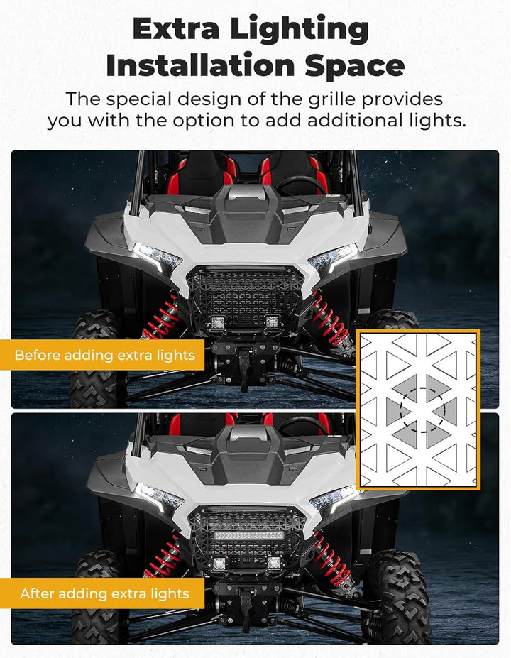 Aluminum Front Grill with Light for Polaris RZR XP 1000 / 4 2024-2025 - Kemimoto