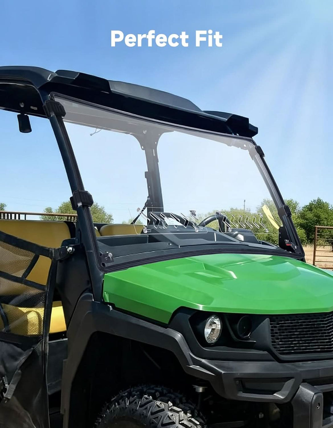Front Vented Full Windshield, Hard-Coated for 2018+ John Deere Gator XUV 835E/M & 865E/M